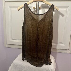 Esprit Gold Metallic Top Size 10 Sleeveless Collarless sheer size L